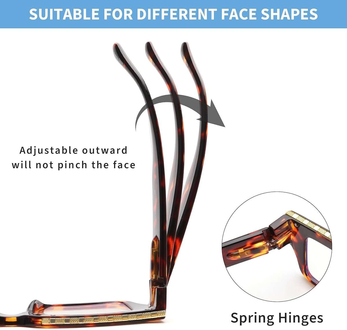 JM 3 Pack Reading Glasses for Women Men, Fashion Square Blue Light Blocking Readers - Image 4