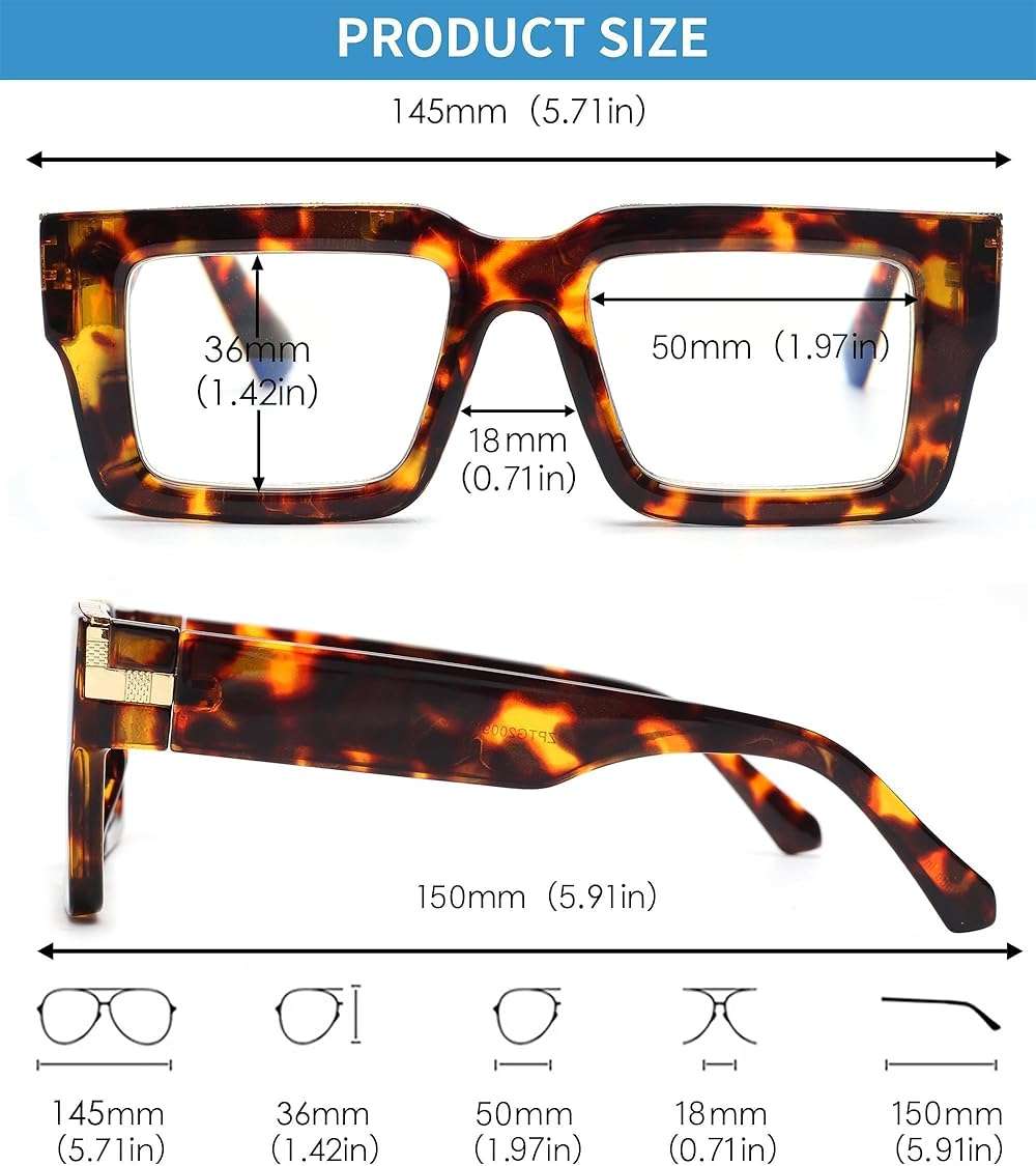 JM 3 Pack Reading Glasses for Women Men, Fashion Square Blue Light Blocking Readers - Image 5