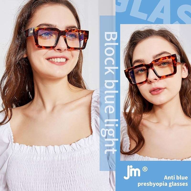 JM 3 Pack Reading Glasses for Women Men, Fashion Square Blue Light Blocking Readers - Image 6