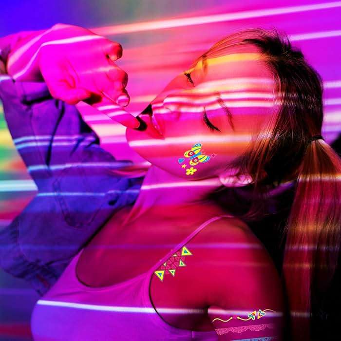 Temporary Tattoos 170 PCS Glow in The Dark Tattoos that React to Neon UV Black Light, Tattoos for Kids Teens and Adult, Neon Glow Party Decorations, Glow in The Dark Party Supplies, Glow Party Favors - Image 5