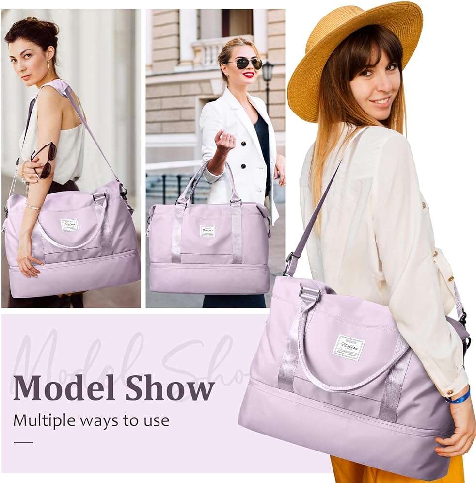 Weekender Bags for Women,Personal Item Travel Bag with Shoes Compartment,Overnight Travel Duffel Bag with Toiletry Bag - Image 2