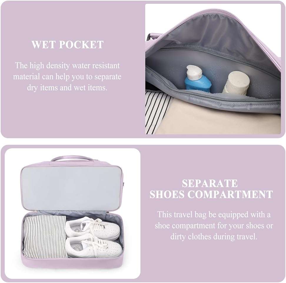 Weekender Bags for Women,Personal Item Travel Bag with Shoes Compartment,Overnight Travel Duffel Bag with Toiletry Bag - Image 5