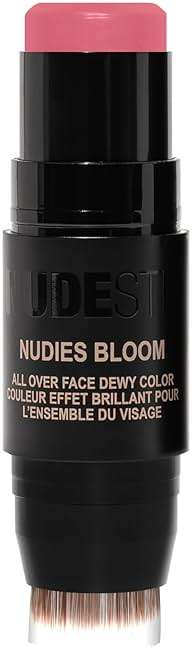 Nudestix Nudies Bloom All Over Dewy Color – 3-in-1 Cream Blush Stick for Cheeks, Eyes & Lips with Built-In Brush | Sheer, Glossy Finish | Vegan, Long-Wear, Multi-Use Makeup - Image 2