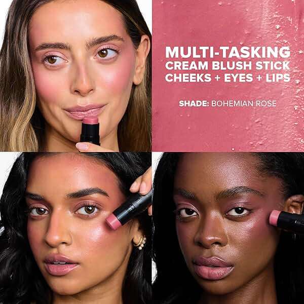 Nudestix Nudies Bloom All Over Dewy Color – 3-in-1 Cream Blush Stick for Cheeks, Eyes & Lips with Built-In Brush | Sheer, Glossy Finish | Vegan, Long-Wear, Multi-Use Makeup - Image 3