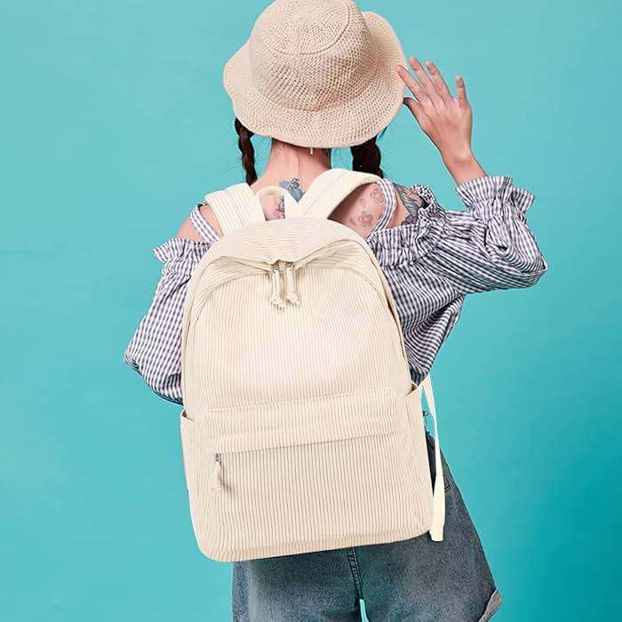 BTOOP School Backpack for Teens Large Corduroy Bookbag Lightweight 15.6 inch Laptop Bag for Girls Women Casual High School College - Image 6