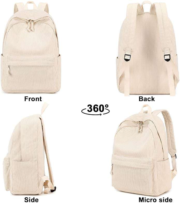 BTOOP School Backpack for Teens Large Corduroy Bookbag Lightweight 15.6 inch Laptop Bag for Girls Women Casual High School College - Image 7
