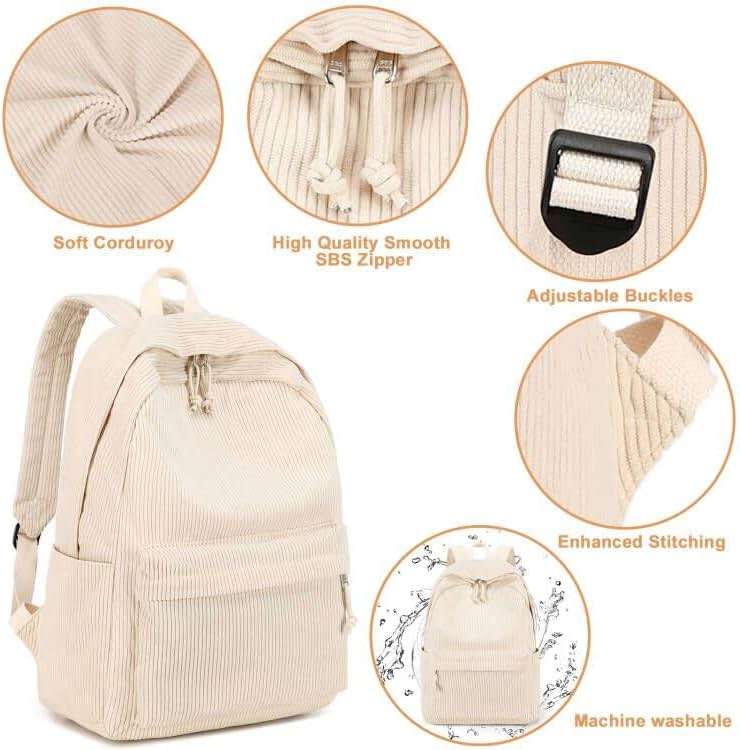 BTOOP School Backpack for Teens Large Corduroy Bookbag Lightweight 15.6 inch Laptop Bag for Girls Women Casual High School College - Image 8