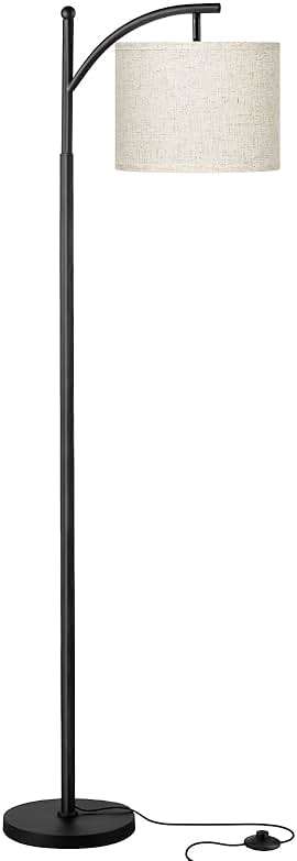 Ambimall Tall Floor Lamps with 3 Color Temperatures Bulb & Adjustable Linen Shade, for Living Room, Bedroom, Office, Classroom, Dorm Room (9W Bulb Included), Beige & Black, 60" - Image 7