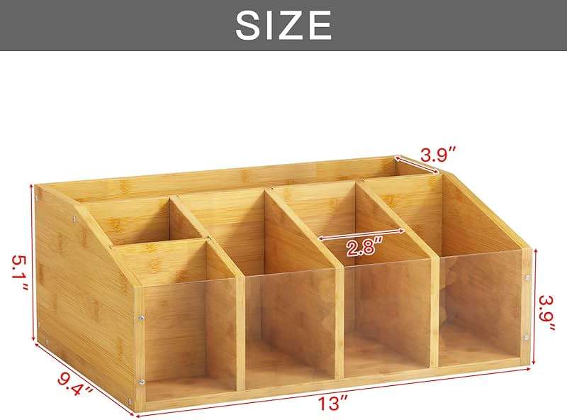 AEEHFENG Coffee Station Organizer Condiment Organizer for Countertop Farmhouse Coffee Caddy with Removable Dividers Small Cute Office Bar Accessories for Tea Bags, Pods, Syrup, Cups, and Stirrer - Image 3