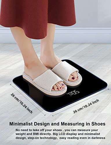 Digital Bathroom Scale for Body Weight: High-Precision 4-Sensor Accuracy, LED Display, 400lb/180kg Capacity, Safe Rounded Corners, Batteries Included - Image 2