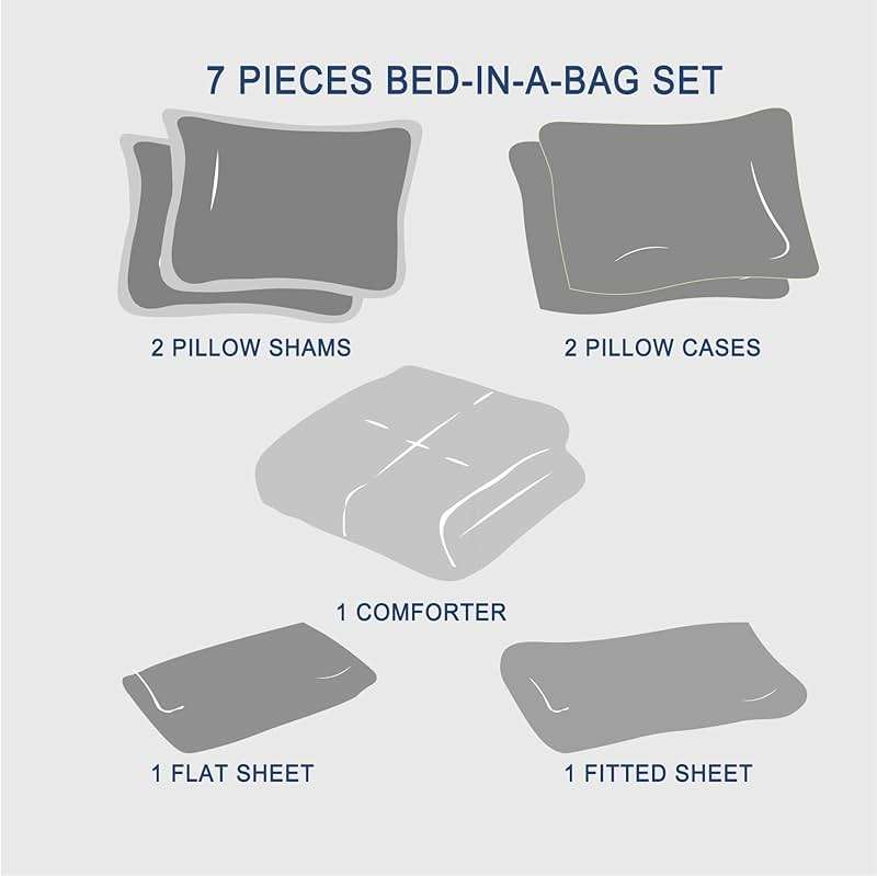 Zzlpp Queen Comforter Set 7 Pieces, Olive Green Seersucker Bed in a Bag with Comforter and Sheets, All Season Bedding Sets with 1 Comforter, 2 Pillow Shams, 2 Pillowcases, 1 Flat Sheet - Image 7
