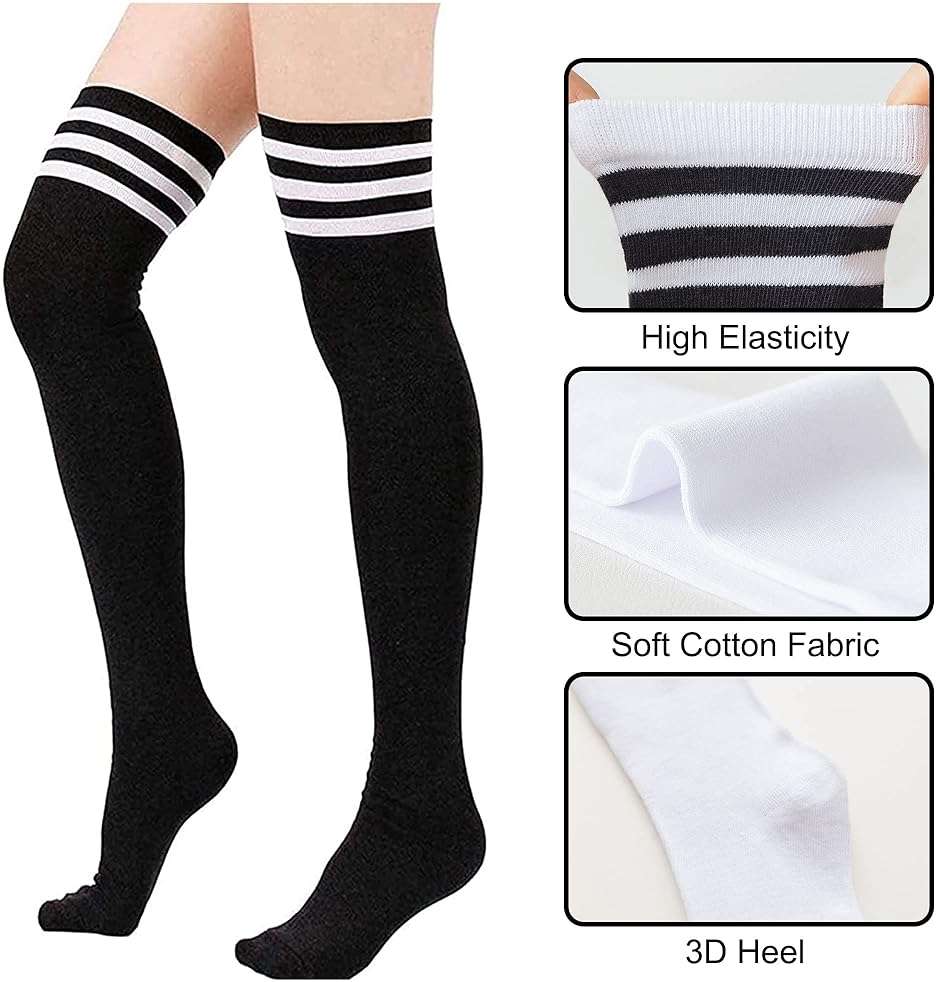 UTTPLL Womens Thigh High Socks Striped Stockings Fashion Colored Long Over Knee High Socks for Halloween, Party, Daily Wear - Image 5