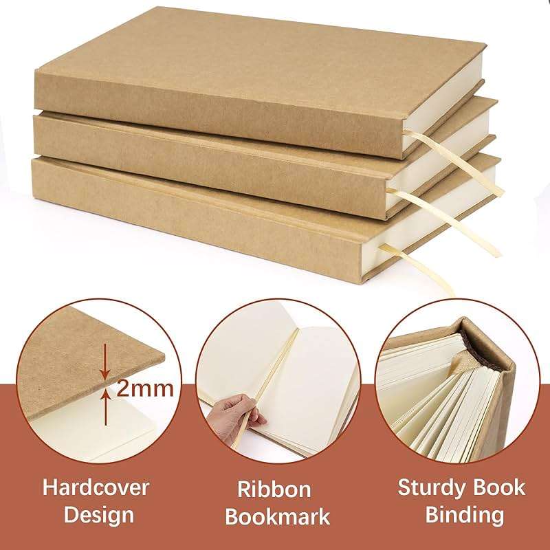 Dynta Hardcover Sketchbook Blank Notebook Bulk 6 Packs Unlined A5 Size 5.7”x8.3” 120 Sheets/240 Pages Premium Paper Sketch Pad for Drawing Books Art Supplies for Office School Travelers Journal - Image 4