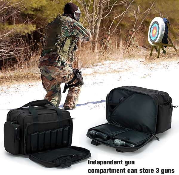 VEAGIA Range Bag,Pistol Case,Gun Range Bags For Handguns And Ammo Pouch 2 Pistols Soft Carrying Shooting Bag - Image 3