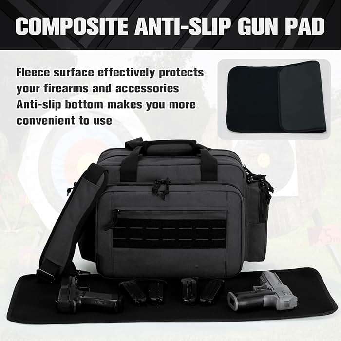 VEAGIA Range Bag,Pistol Case,Gun Range Bags For Handguns And Ammo Pouch 2 Pistols Soft Carrying Shooting Bag - Image 4