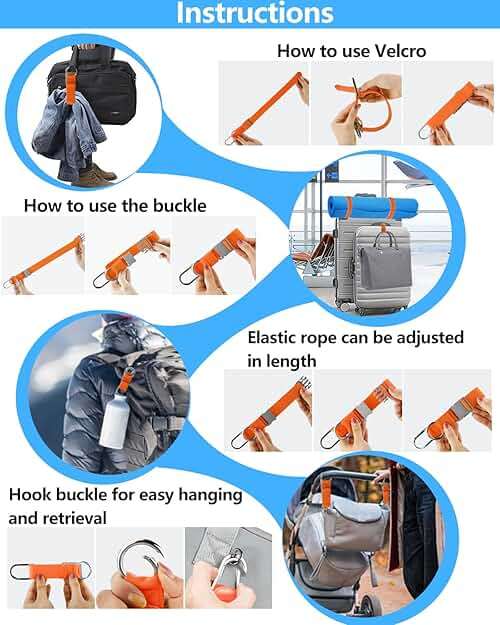 ZINMARK Luggage Straps for Suitcases, Add a Bag Luggage Strap Jacket Gripper Luggage Connector, Adjustable Luggage Hook Baggage Suitcase Belts Travel Accessories for Carry Your Extra Bags, Orange - Image 5