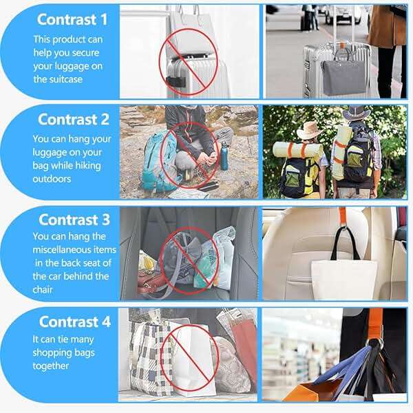 ZINMARK Luggage Straps for Suitcases, Add a Bag Luggage Strap Jacket Gripper Luggage Connector, Adjustable Luggage Hook Baggage Suitcase Belts Travel Accessories for Carry Your Extra Bags, Orange - Image 6