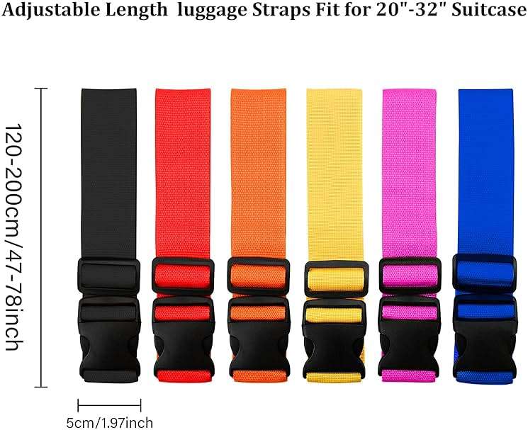 2 Pack Suitcase Straps, Bright Color Adjustable Luggage Belts, TSA Approved (Red) - Image 2