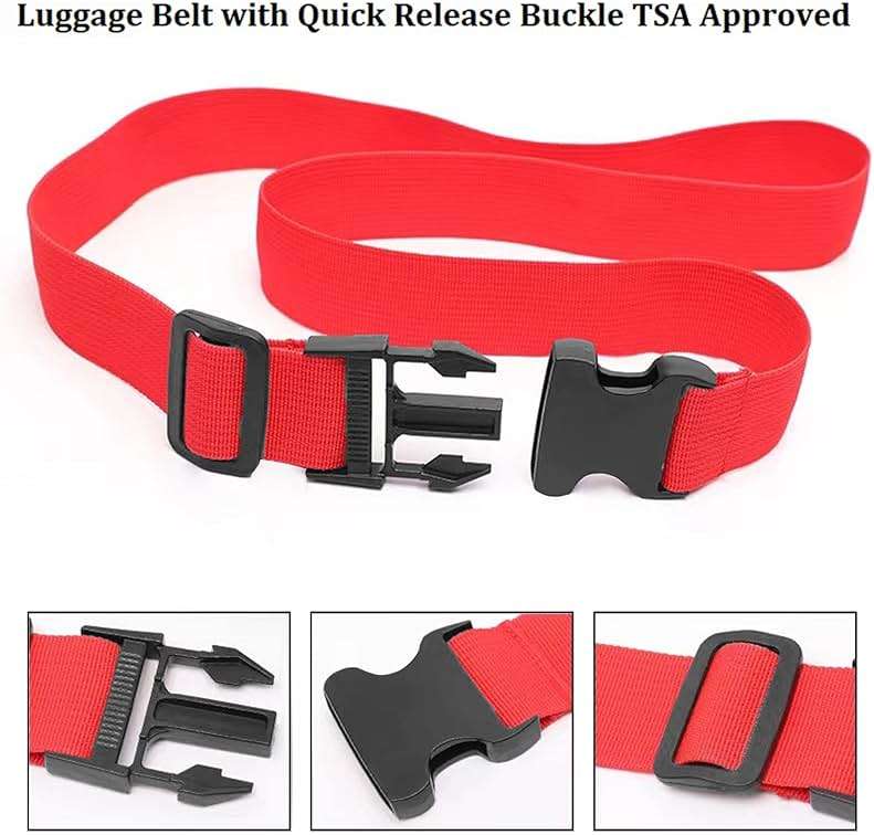 2 Pack Suitcase Straps, Bright Color Adjustable Luggage Belts, TSA Approved (Red) - Image 3