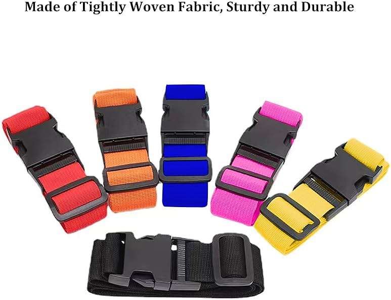 2 Pack Suitcase Straps, Bright Color Adjustable Luggage Belts, TSA Approved (Red) - Image 4