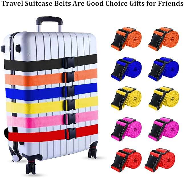 2 Pack Suitcase Straps, Bright Color Adjustable Luggage Belts, TSA Approved (Red) - Image 5