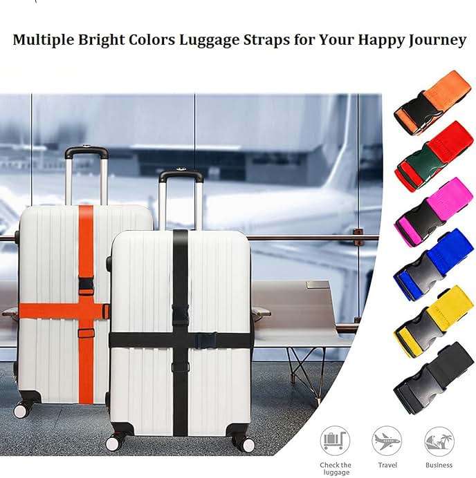 2 Pack Suitcase Straps, Bright Color Adjustable Luggage Belts, TSA Approved (Red) - Image 6