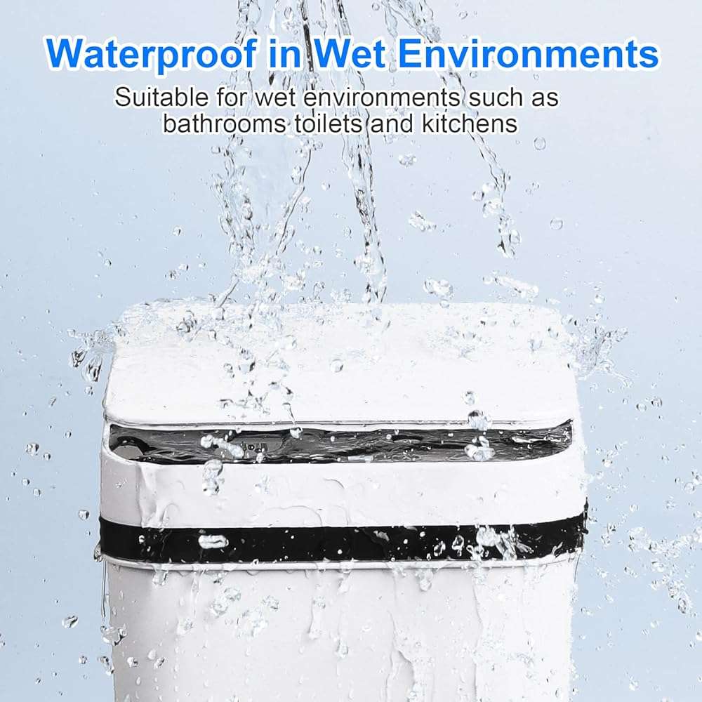 Anborry Bathroom Trash Cans with Lid Touchless Automatic Motion Sensor 4 Gallon Small Garbage Can, Smart Electric Plastic Narrow Garbage Bin for Living Room Bedroom Office Kitchen (White) - Image 2