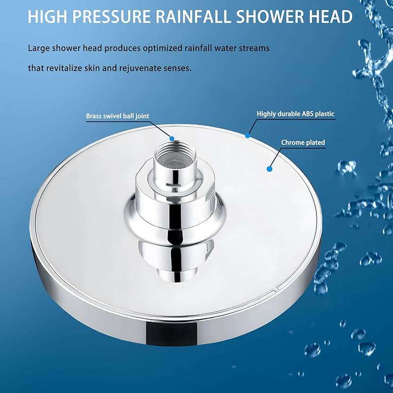 Katezon Shower Head High Pressure Rain, Luxury Showerhead with Chrome Plated Finish, Adjustable Replacement for Your Bathroom Shower Heads, Anti-Clogging Silicone Nozzles(6 Inch) - Image 6