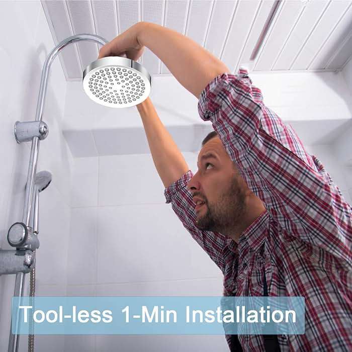 Katezon Shower Head High Pressure Rain, Luxury Showerhead with Chrome Plated Finish, Adjustable Replacement for Your Bathroom Shower Heads, Anti-Clogging Silicone Nozzles(6 Inch) - Image 8