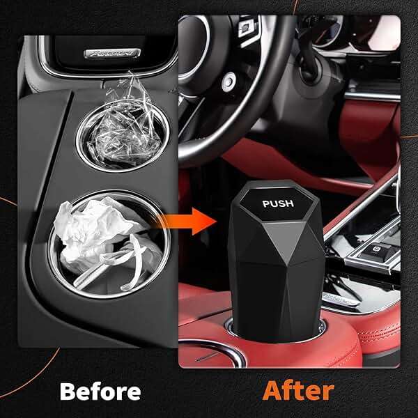 HOTOR Car Trash Can with Lid - 2 Pack, Car Accessories for Interior, Leakproof Vehicle Garbage Can with 30 Attached Trash Bags, Multipurpose Organizers and Storage for Home, Office, Black - Image 5