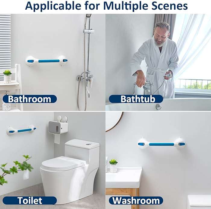 TAILI Shower Grab Bar with Wine Glass Holder for Shower, Suction Cup Grab Bars for Bathtubs and Showers Removable Heavy Duty Shower Grab Bars for Seniors and Elderly, Strong Hold Suction No Drilling - Image 8