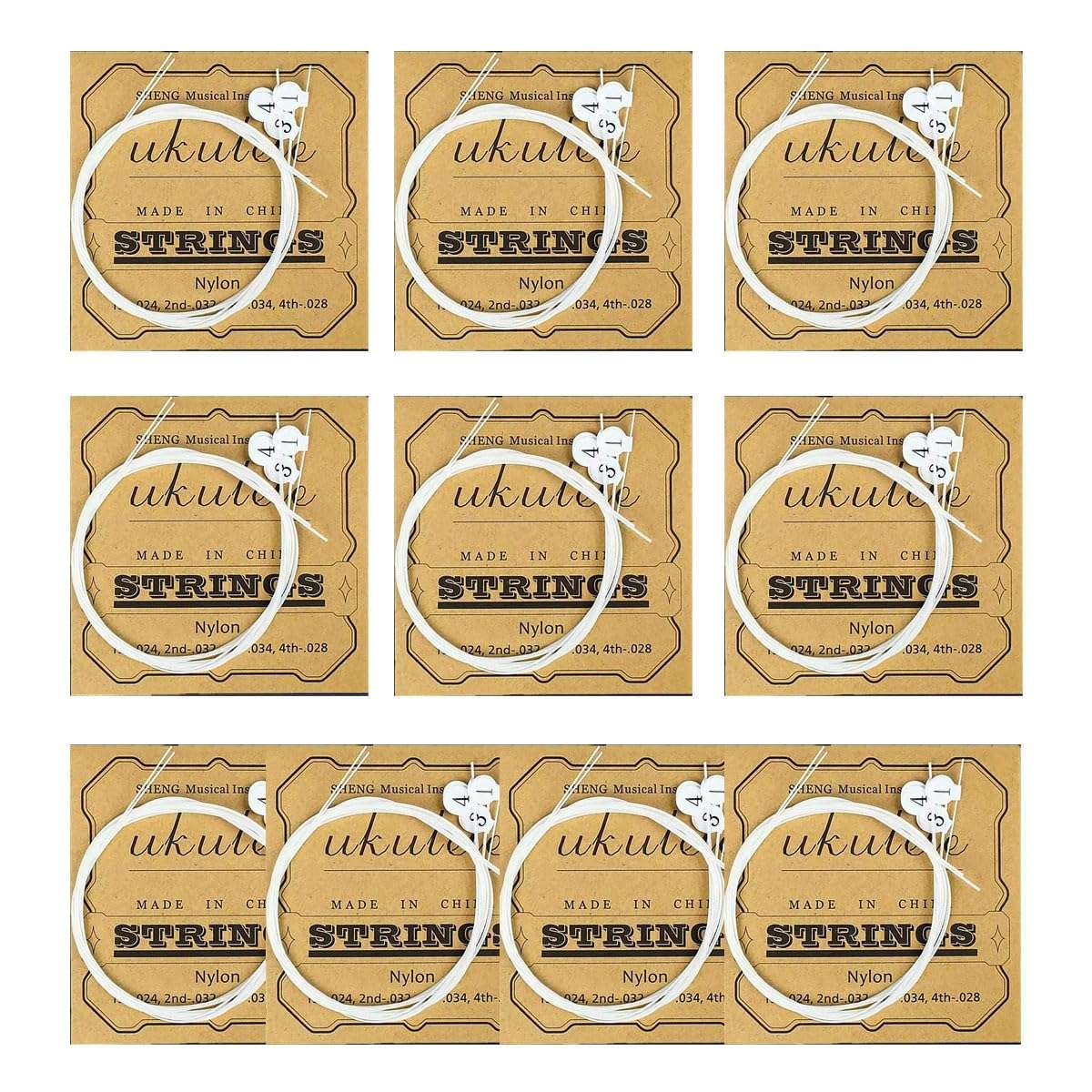 TUOREN 10Pack Nylon Ukulele Strings Replacement Part Accessory for Soprano (21 Inch) Concert (23 Inch) Tenor (26 Inch) Ukulele .024-.028 Gauge - Image 1