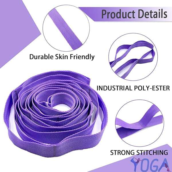 Stretching Strap Yoga Strap with Loops, Stretch Straps for Physical Therapy, Non-Elastic Exercise Strap for Pilates, Dance and Gymnastics with Workout Guide - Image 4
