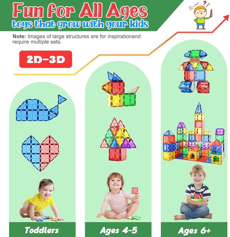 Coodoo Kids Toys Magnetic Tiles Starter Set Classroom Must Haves, Magnetic Blocks for Toddlers Magnet Building Toys Preschool Montessori Learning Games for 3+ Year Old Boys & Girls - Image 4