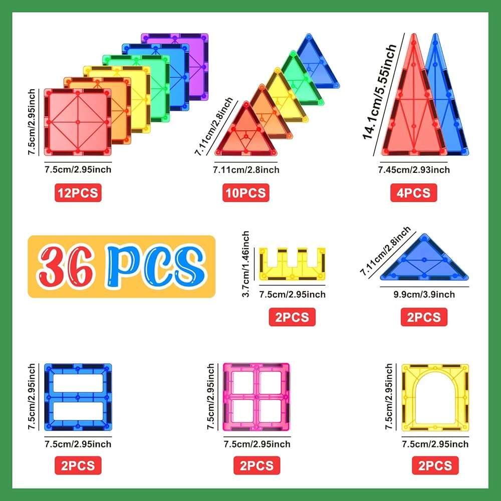Coodoo Kids Toys Magnetic Tiles Starter Set Classroom Must Haves, Magnetic Blocks for Toddlers Magnet Building Toys Preschool Montessori Learning Games for 3+ Year Old Boys & Girls - Image 6