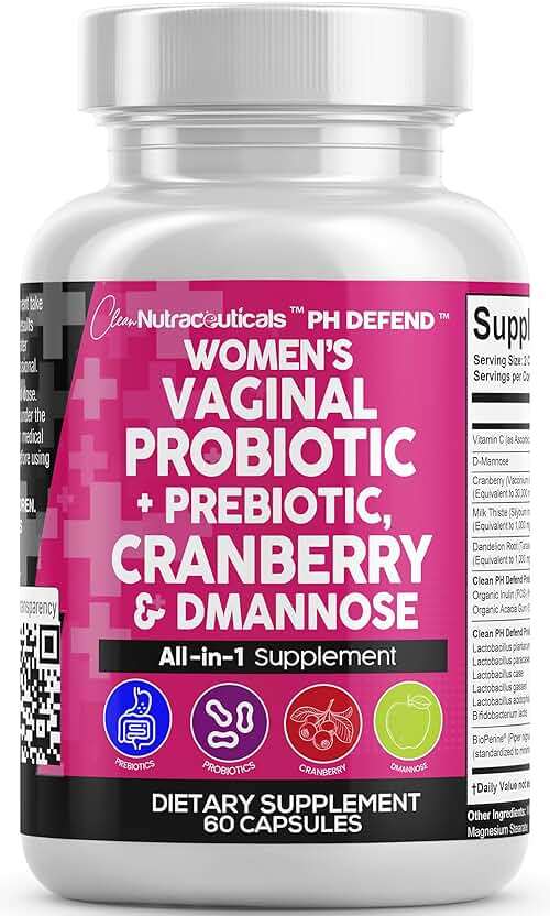 Clean Nutraceuticals Vaginal Probiotics for Women with Cranberry, D-Mannose, Prebiotics, pH Balance Support, Feminine Health, Urinary Tract Cleanse – Capsule Alternative to Gummies – 60 Count - Image 1