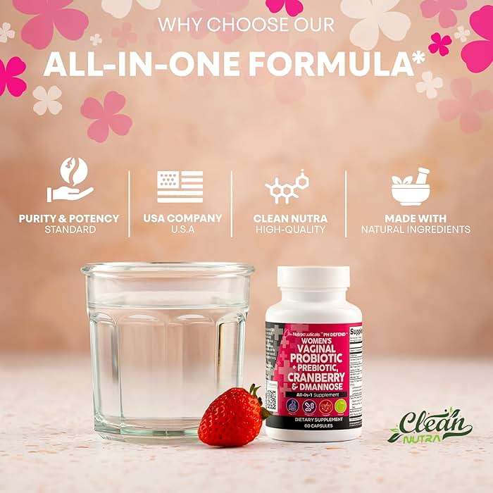 Clean Nutraceuticals Vaginal Probiotics for Women with Cranberry, D-Mannose, Prebiotics, pH Balance Support, Feminine Health, Urinary Tract Cleanse – Capsule Alternative to Gummies – 60 Count - Image 8