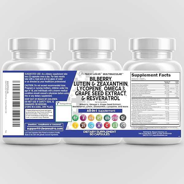 Clean Nutra Eye Vitamins with Bilberry Lutein and Zeaxanthin Supplements Lycopene 40mg Resveratrol Grape Seed Astaxanthin for Eyes - Eye Care Health Support Eye Vitamin and Mineral Supplement - Image 9