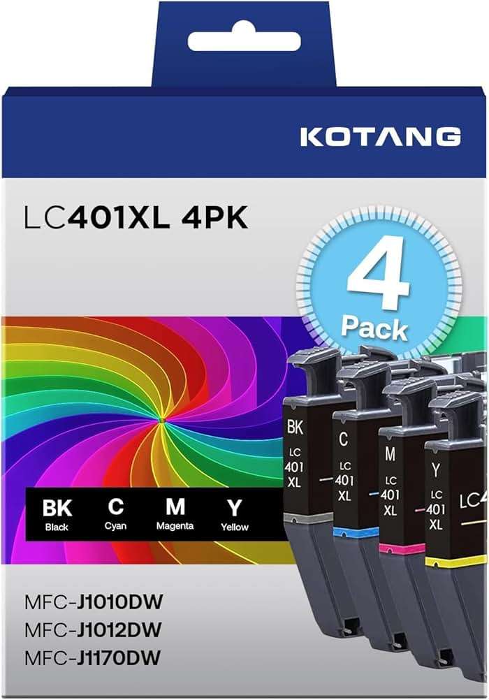 KOTANG LC401XL Ink Cartridge Replacement for Brother LC401XL Ink Work with MFC-J1170DW J1010DW J1012DW Printer (Black, Cyan, Magenta, Yellow, 4 Pack) - Image 1
