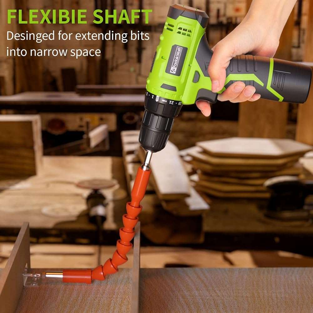 FADAKWALT Cordless Drill Set,12V Power Drill Set with Battery and Charger, Electric Driver/Drill Bits, 3/8'' Keyless Chuck,21+1 Torque Setting, 180 inch-lbs, with LED Electric Drill Set (Green) - Image 6