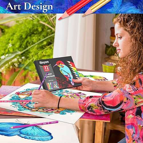 iBayam 72 Count Colored Pencils for Adult Coloring Books, Soft Core, Ideal for Drawing Blending Shading, Art Supplies, Color Pencils Set Gift for Coloring, Sketching, Painting - Image 7