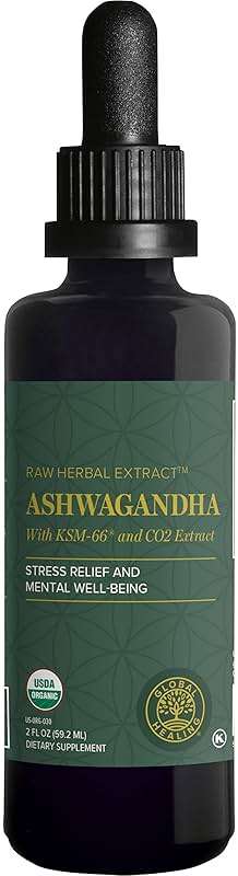 Global Healing Center - Organic Ashwagandha Supplements Drops - KSM-66 Ashwagandha Extra Strength for Men & Women, Helps Promote Relief from Stress, Mood Support, Organic (2 Fl Oz) - Image 1