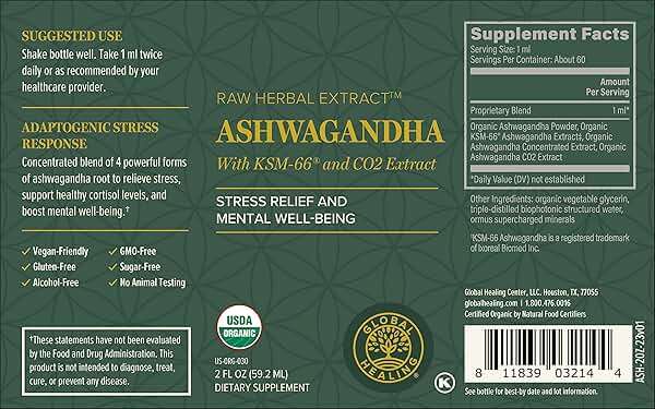 Global Healing Center - Organic Ashwagandha Supplements Drops - KSM-66 Ashwagandha Extra Strength for Men & Women, Helps Promote Relief from Stress, Mood Support, Organic (2 Fl Oz) - Image 2