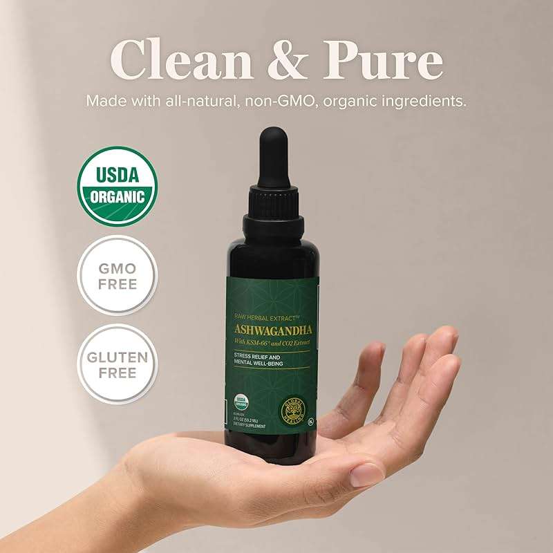 Global Healing Center - Organic Ashwagandha Supplements Drops - KSM-66 Ashwagandha Extra Strength for Men & Women, Helps Promote Relief from Stress, Mood Support, Organic (2 Fl Oz) - Image 4