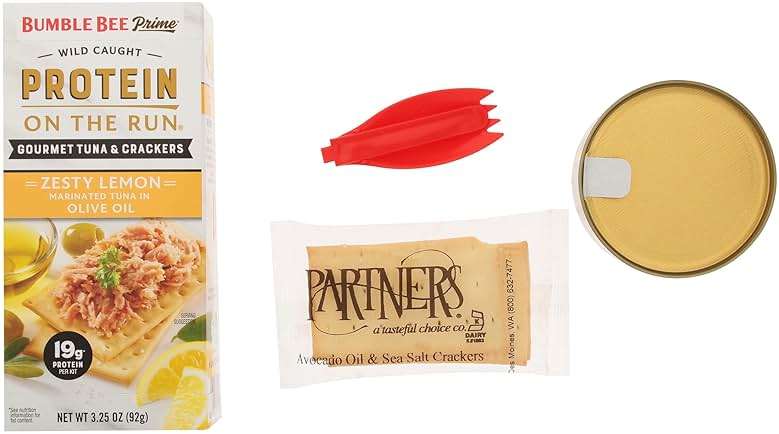 Bumble Bee Prime Protein on the Run Tuna Snack Kit - Gourmet Tuna Marinated in Olive Oil & Zesty Lemon with Crackers and Serving Utensil - 19g of Protein Per Serving, Easy Open Can - Image 7