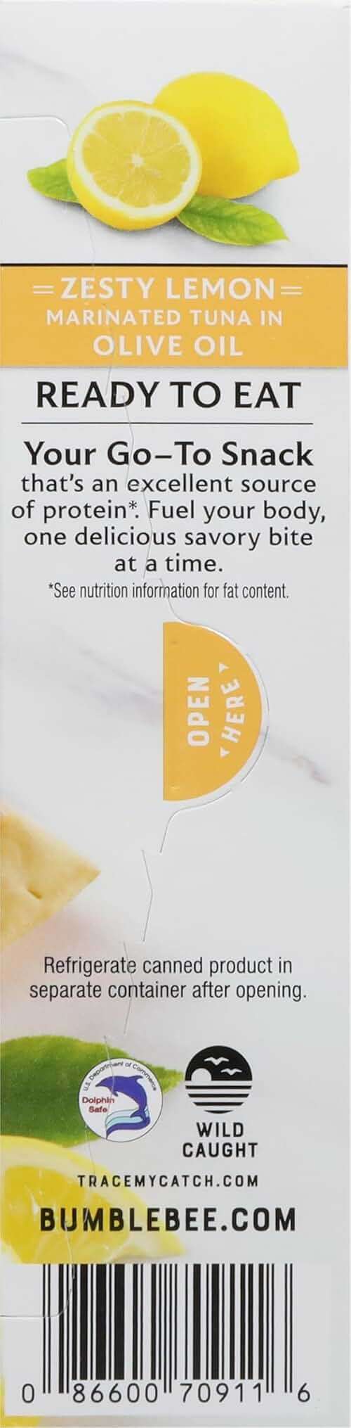 Bumble Bee Prime Protein on the Run Tuna Snack Kit - Gourmet Tuna Marinated in Olive Oil & Zesty Lemon with Crackers and Serving Utensil - 19g of Protein Per Serving, Easy Open Can - Image 8