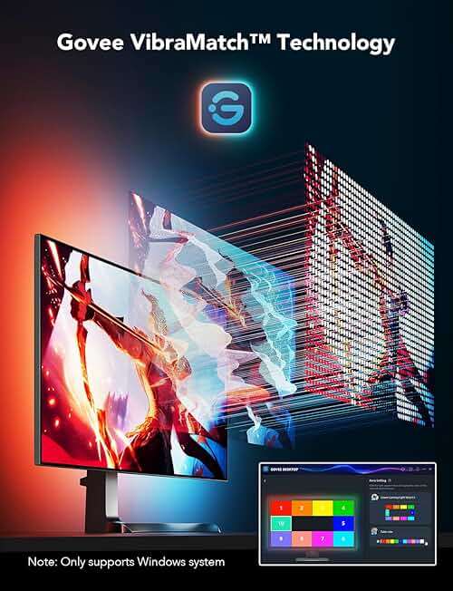 Govee Gaming Light for Monitor G1, RGBIC LED Backlight for 27-34 Inch PC, Smart LED Lights for Monitors with Color Matching, Adapts to Curved Monitors, Double Strip Light Beads with 123 Scene Modes - Image 2