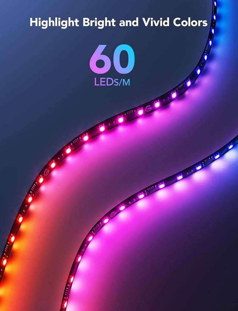 Govee Gaming Light for Monitor G1, RGBIC LED Backlight for 27-34 Inch PC, Smart LED Lights for Monitors with Color Matching, Adapts to Curved Monitors, Double Strip Light Beads with 123 Scene Modes - Image 3