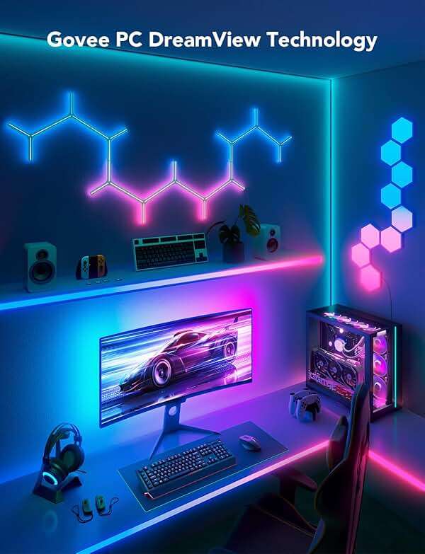 Govee Gaming Light for Monitor G1, RGBIC LED Backlight for 27-34 Inch PC, Smart LED Lights for Monitors with Color Matching, Adapts to Curved Monitors, Double Strip Light Beads with 123 Scene Modes - Image 4