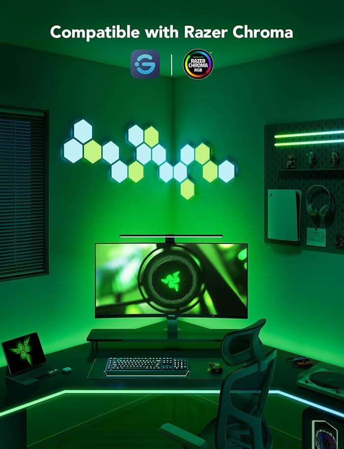 Govee Gaming Light for Monitor G1, RGBIC LED Backlight for 27-34 Inch PC, Smart LED Lights for Monitors with Color Matching, Adapts to Curved Monitors, Double Strip Light Beads with 123 Scene Modes - Image 7